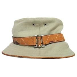Christian Dior-Christian Dior Cotton Linen Bucket Hat-Brown,Beige