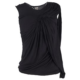 Drapierter Tanktop mit Rundhalsausschnitt aus schwarzer Viskose von Lanvin Schwarz