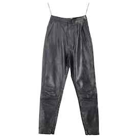 Saint Laurent-Saint Laurent Tapered Pants in Black Leather-Black