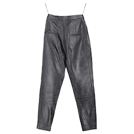 Saint Laurent-Saint Laurent Tapered Pants in Black Leather-Black