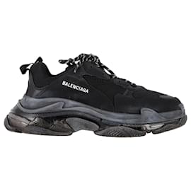 Balenciaga-Tênis Balenciaga Triple S com sola transparente em poliéster preto-Preto