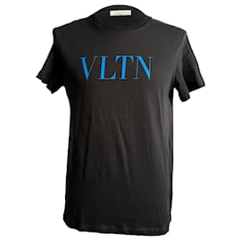 Valentino Garavani-Valentino VLTN Logo T-Shirt in Black Cotton-Black