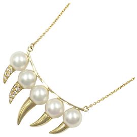 Collana Tasaki in Perla e Diamante K18 D'oro Metallico
