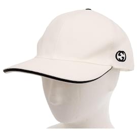 Gucci-Gucci Web Line Interlocking G Cotton Cap-White
