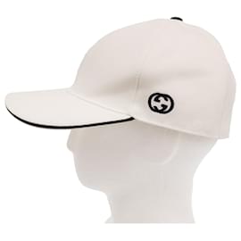 Gucci-Gucci Web Line Interlocking G Cotton Cap-White