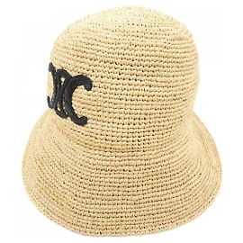 Céline Celine 2AUP7517Q Raffia Hat Brown