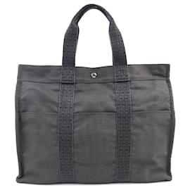 Hermès-Hermes Her Line Canvas Tote Bag-Grey
