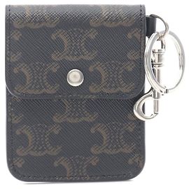 Céline Celine Triomphe Keyring Card Holder Black Black