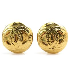 Brincos de clipe em metal dourado Chanel Coco Mark Dourado