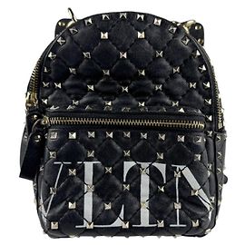 Valentino Garavani Rockstud Spike Leather Backpack Black