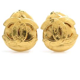 Pendientes de clip de metal dorado Chanel Coco Mark Dorado
