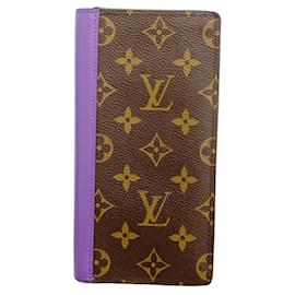 Louis Vuitton-Louis Vuitton Monogram Macassar Portefeuille Brazza NM Long Wallet-Brown,Purple