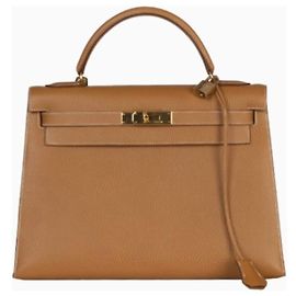 Bolsa Hermès, modelo Kelly Ardenne Gold. Marrom