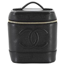 Chanel-Chanel Black Grained Calfskin Vanity Handbag-Black