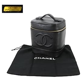 Chanel-Chanel Black Grained Calfskin Vanity Handbag-Black