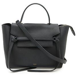 Céline Sac Mini Belt Celine en Cuir de Veau Noir Noir