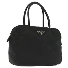 PRADA Borsa a mano in nylon nero argento Auth 137647 Nero Argento