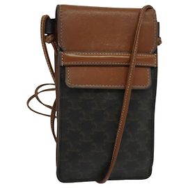 Céline CELINE Borsa a spalla per cellulare Triomphe PVC Nera Auth 138351 Nero