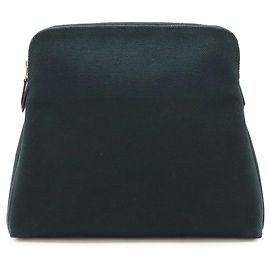 Pochette Hermès Eevoo noire en cuir et toile Noir