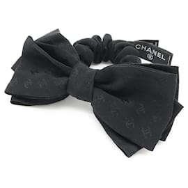 Chanel-Chanel Coco Mark Ribbon Scrunchie-Black