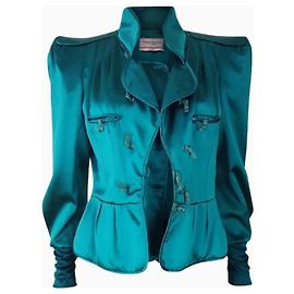 Giacca Yves Saint Laurent, modello Turquoise Iconic Finale FW 2004 di Tom Ford. Blu