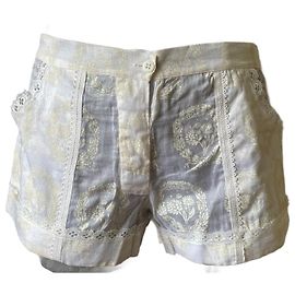 Dior Monogramm Mini-Shorts Ecru Spitze Baumwolle Roh