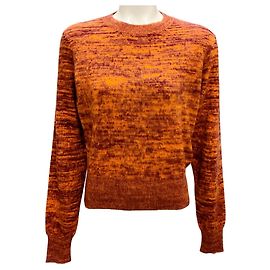 Suéter de manga larga con cuello redondo de algodón cepillado mouliné burdeos / naranja de Victoria Beckham Naranja