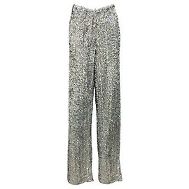 Hosen mit silbernen Pailletten von Dries Van Noten Silber