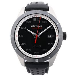 Relógio Montblanc Timewalker 7426 PLDH3H733 SS & Couro com mostrador preto Preto