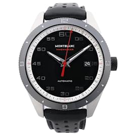 Montblanc-Montblanc Timewalker 7426 PLDH3H733 SS & Leather AT Black Dial Watch-Black