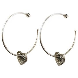 Pendientes de aro de acero plateado DOLCE & GABBANA corazón con Swarovski Plata