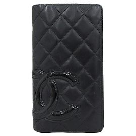 Chanel Cambon Line Bifold Long Wallet A26717 Black