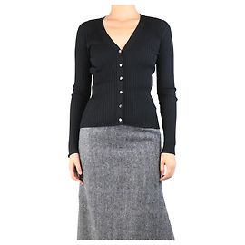 Joseph Cardigan noir en maille fine côtelée - taille M Noir