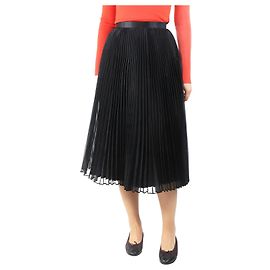 Junya Watanabe Schwarze satinierte plissierte Midi-Rock - Größe S Schwarz