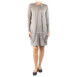 Brunello Cucinelli Ensemble cardigan et robe en cachemire gris - taille L Gris