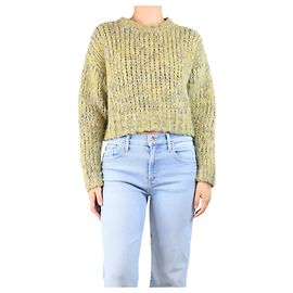 Frame Denim Pull court en maille torsadée vert acide - taille S Vert