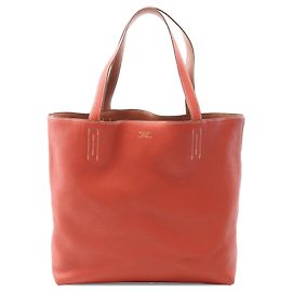 Hermès Bolsa Double Sens 36 em Clemence Marrom Outro Laranja