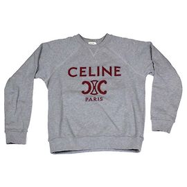 Sweat Céline Triomphe gris logo rouge Gris