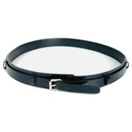 Christian Dior Black Glazed Leather Belt Black