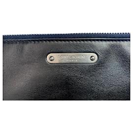 Saint Laurent-Saint Laurent Black Leather Clutch for Men-Black