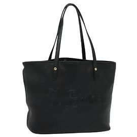 Bulgari BVLGARI Tote Bag Leather Black Gold Auth 137590 Black Golden