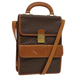 Céline Bolsa de Ombro em Lona Macadam CELINE em Couro PVC Marrom Dourado Auth bs28466 Marrom Dourado