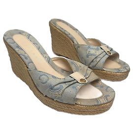 Céline Pompes vintage Celine Paris monogramme bleu beige EU36 Bleu