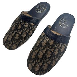 Vintage Dior Monogram Slides Beige