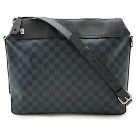 Bolsa de Ombro Greenwich Damier Cobalt da Louis Vuitton Preto Azul marinho