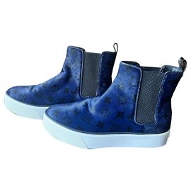 Bota ankle Louis Vuitton em couro de bezerro Azul marinho