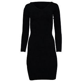 Abito midi con scollo a V Burberry in viscosa nera Nero