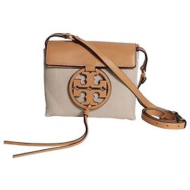 Bolsa crossbody Tory Burch Miller em lona e couro marrom Marrom