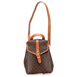 Céline Celine Brauner Mini Macadam beschichteter Canvas Zwillingsrucksack Braun
