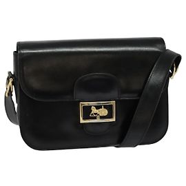 Borsa a spalla CÉLINE Horse Carriage in pelle nera e oro Auth bs28729 Nero D'oro